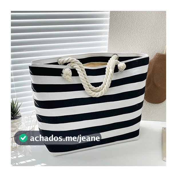 Bolsa de Praia Feminina Alça de Corda Elegante Grande e Resistente