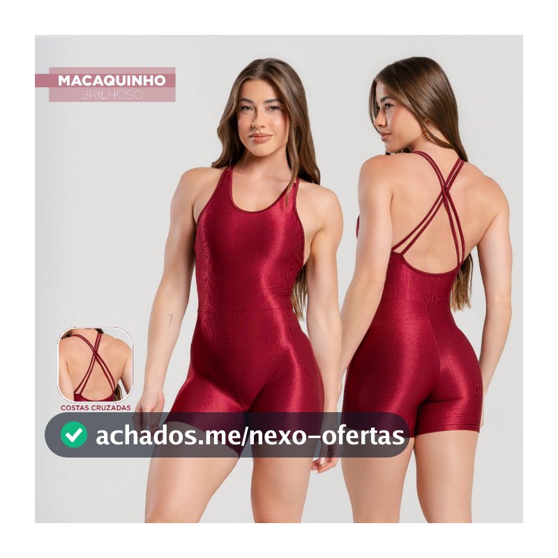 Macaquinho Fitness Feminino Brilhoso Trilobal Canelado - Academia, Treino, Corrida e Conforto