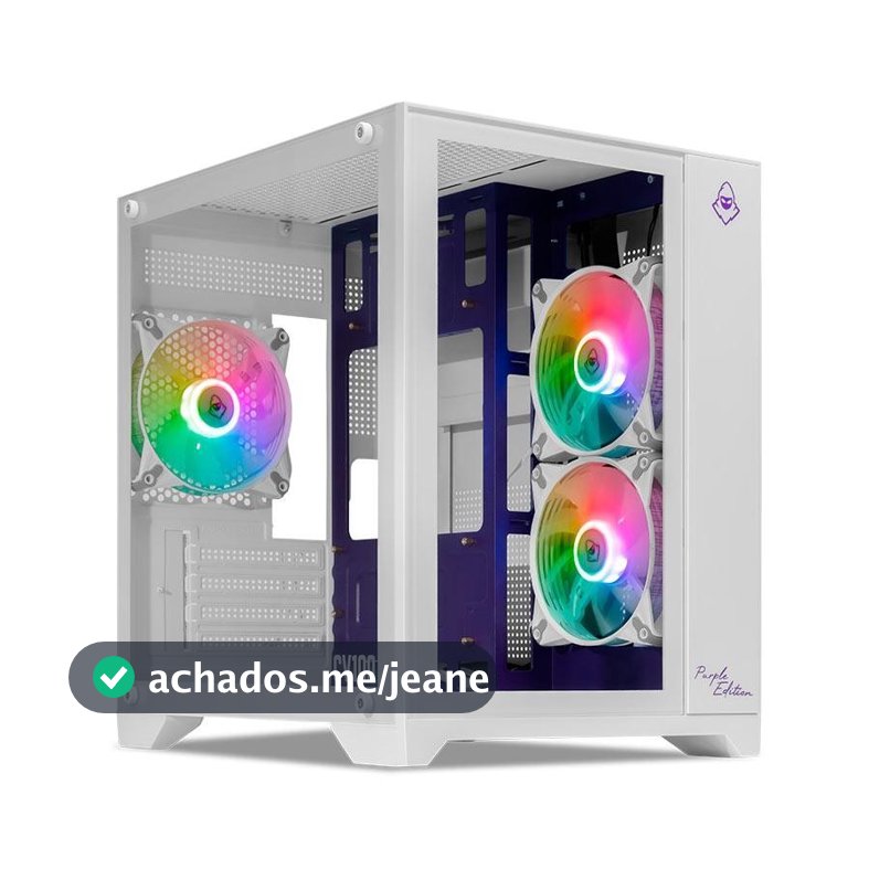 Gabinete Gamer Mancer CV100 Purple Edition, Mid-Tower, Com 3 Fans, Branco, MCR-CV100-PEW