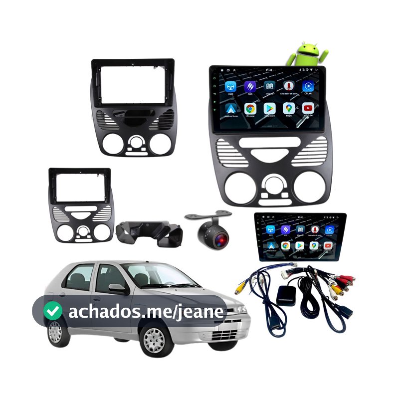 Central Multimidia Android Tela 9 Polegadas Com Moldura E Câmera De Ré Fiat Palio