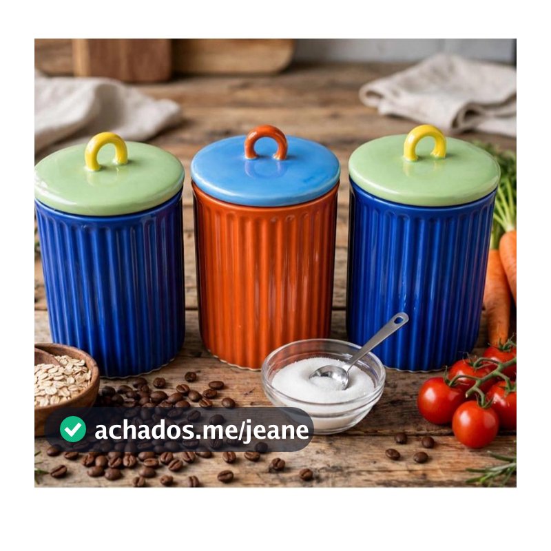 Potiche Decorativo Cerâmica com Tampa Vedação Silicone Pote Decorativo Organizador Grande ou Pequeno