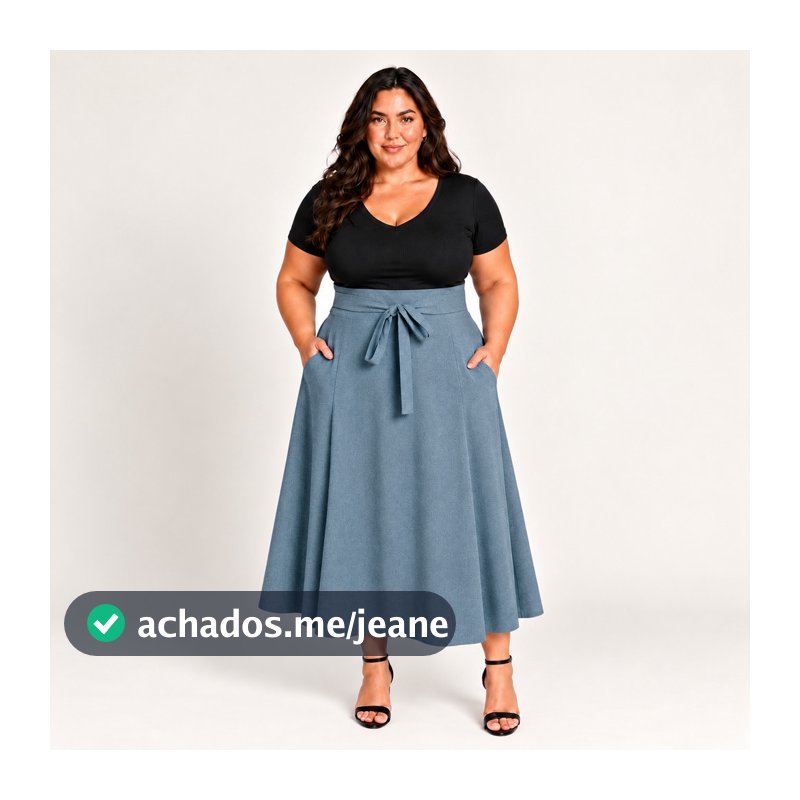 Saia Midi Duna Linho Com Bolsos Confortável e Elegante para Todas as Ocasiões