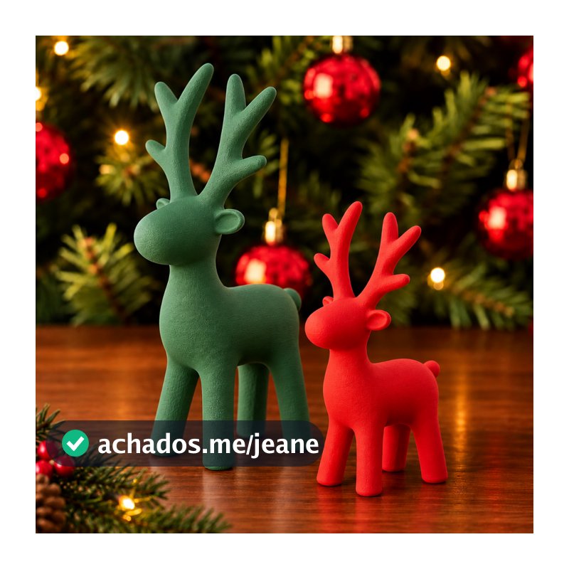Kit 2 Renas de Natal Decorativas Enfeite de Mesa Sala Decoração Natalina Minimalista