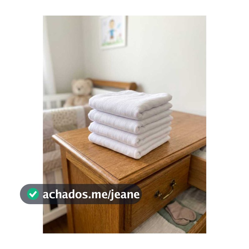 Fralda de Pano Multiuso Paninho de Boca Banho Bebê Enxoval 70cm x 45cm kit com 4 unidades
