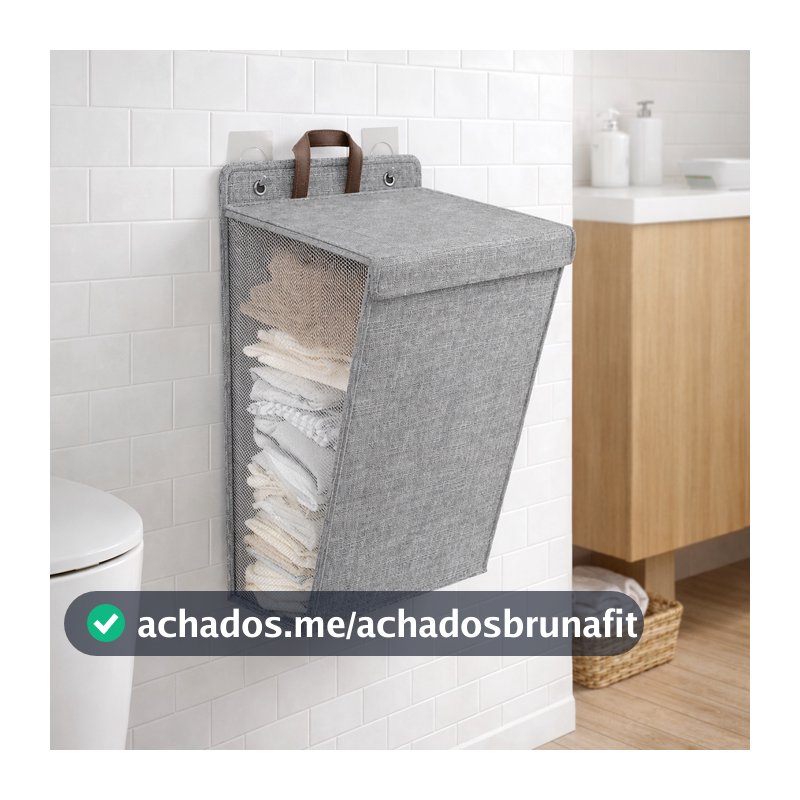 Cesto Grande organizador de Roupas Sujas Suspenso Flexível com Tampa Dobravel Banheiro Lavanderia Quarto