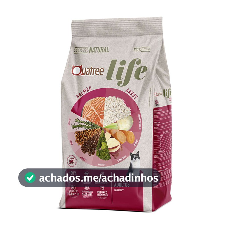 Ração Quatree Life Gatos Adultos Sabor Salmão e Arroz 10kg