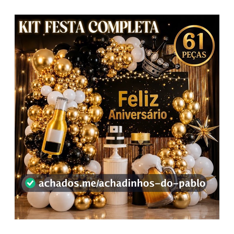 Kit Decoração de Aniversário - Festa completa - 61 PEÇAS com balões,painel,cortina.