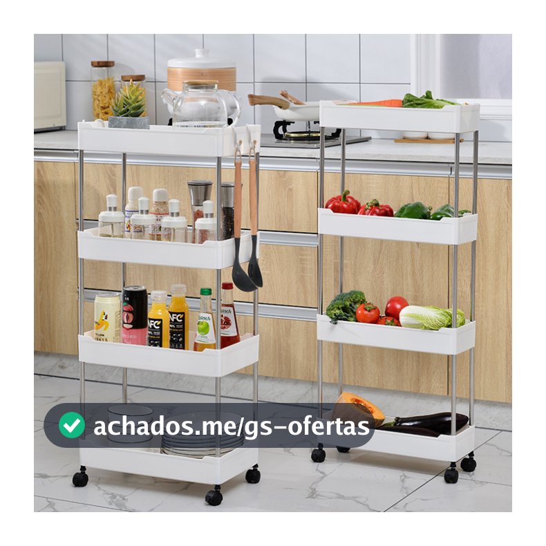 Organizador Móvel de 4 Níveis Multifuncional Com Rodinhas