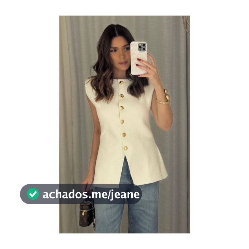 Colete Feminino Alfaitaria Modal Premium Com Botões Trico Tendencia Chic Luxo Estiloso Moura Tricot