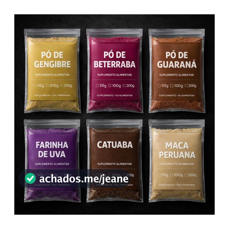 Pré Treino Natural 6 Itens Energético Mistura Bebida Pó - Beterraba Gengibre Guaraná Uva ...