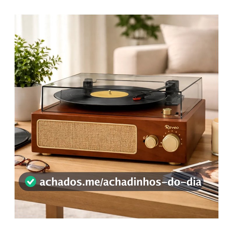 Vitrola Toca Discos Retro Studio Marrom Usb Bluetooth FM Vinil