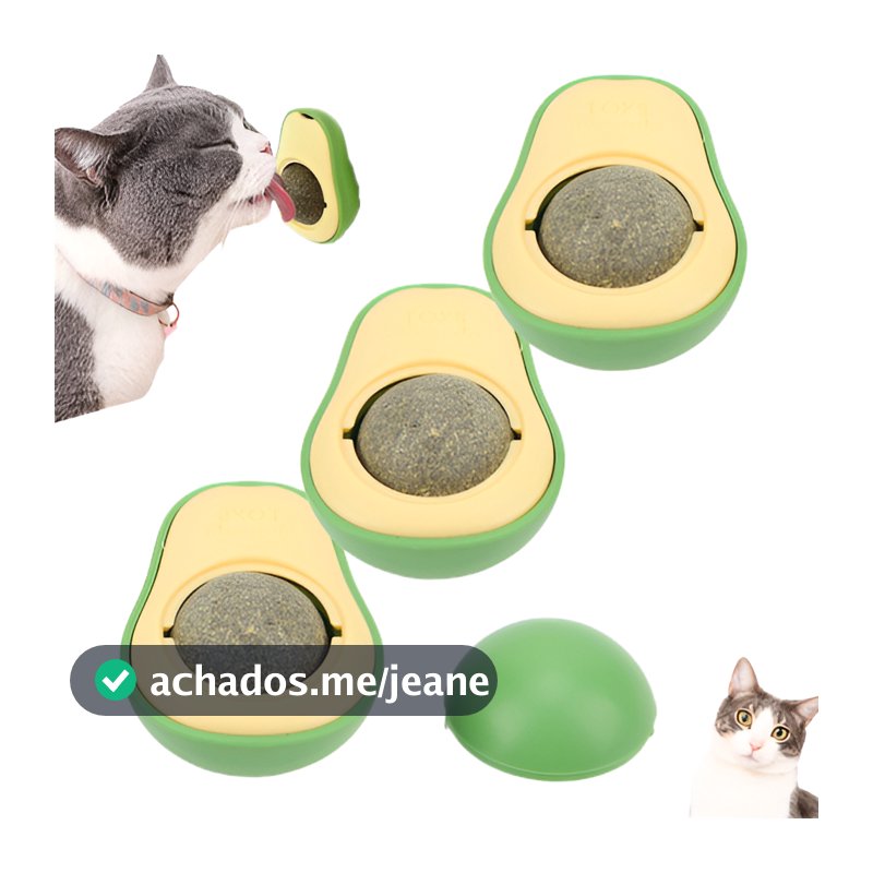 Kit 3un Brinquedo Para Gato Com Catnip Erva Gato Bola Lamber Abacate