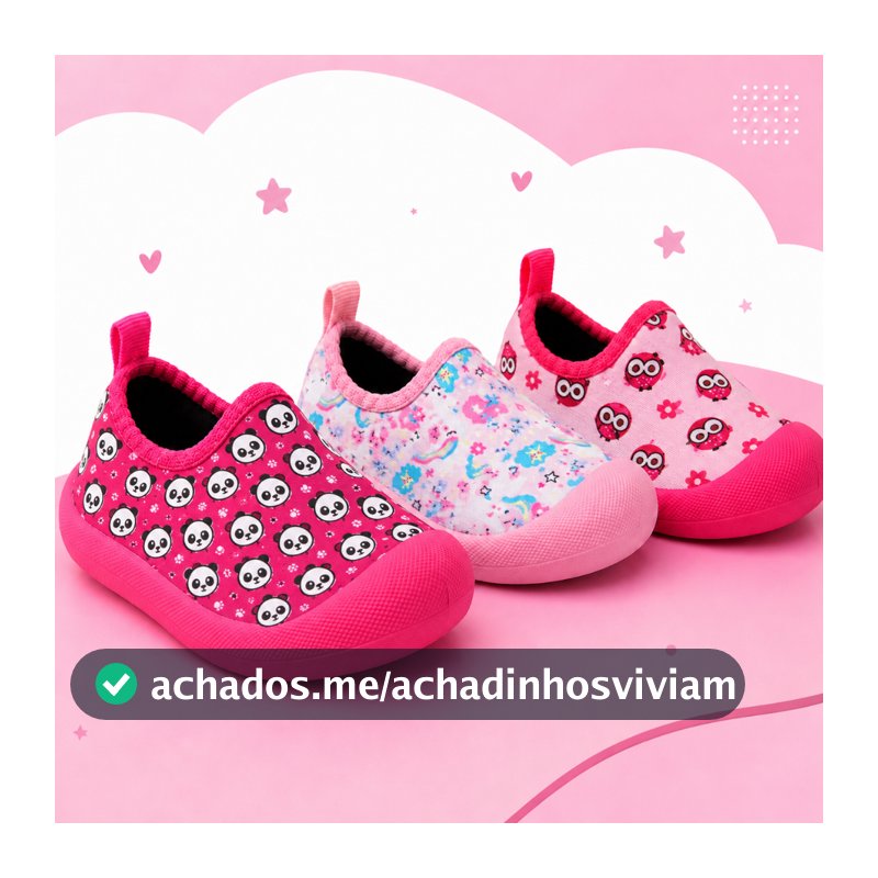 Tênis Infantil Meia Menina Sapatinho Calce Fácil De Bebê Confortável Casual Dia Dia Pandoka