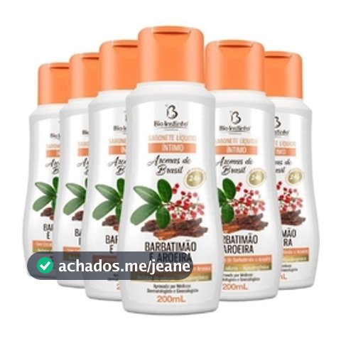 Kit 6 Sabonete Íntimo Barbatimão e Aroeira Aromas do Brasil Bio Instinto 200ml