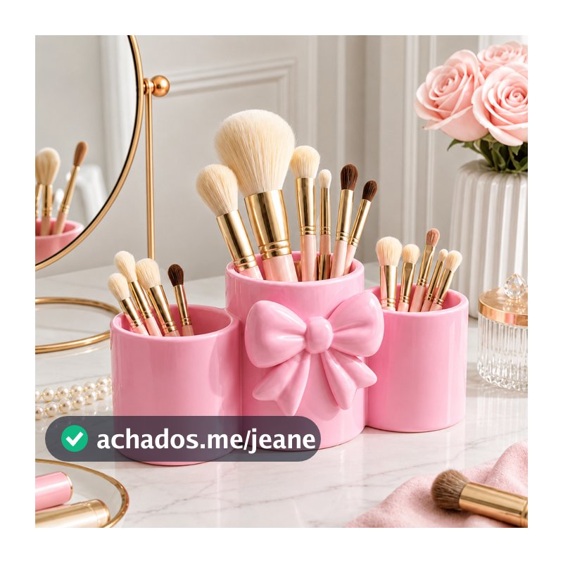 Porta Pincéis Maquiagem Organizador Mesa Porta Canetas Elegante Laço