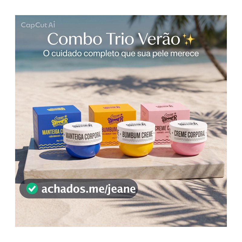 Kit Cream Summer JummyJu 3 Produtos 230g | Manteiga Corporal + Creme Corporal + Bumbum Creme Hidratante