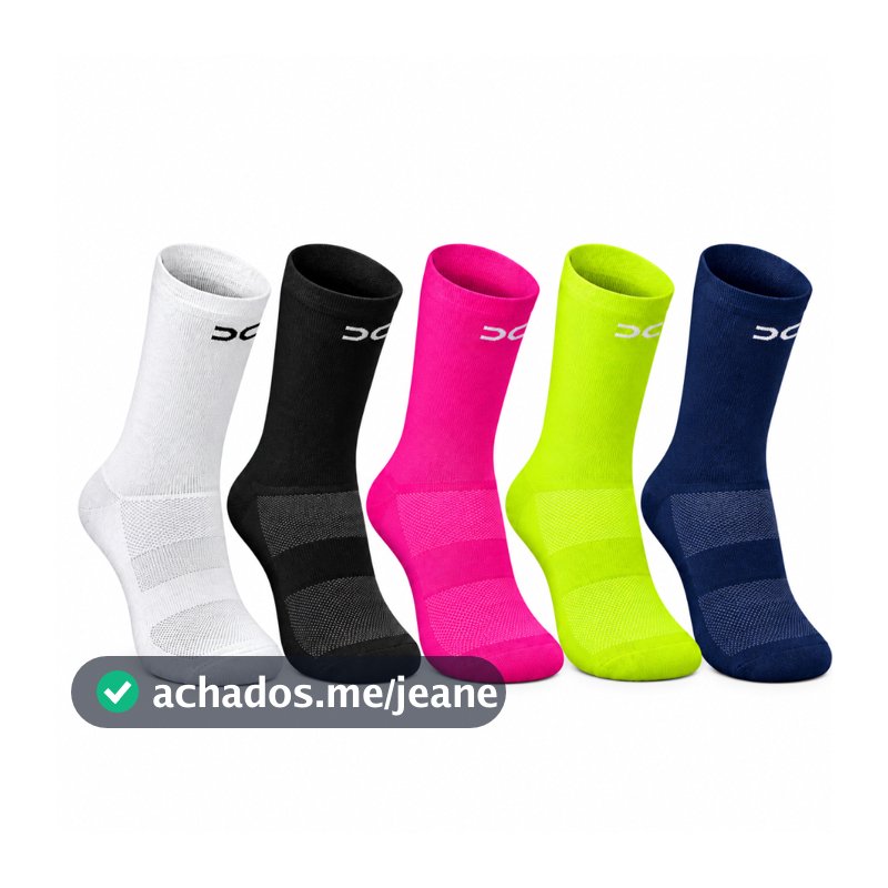 Kit 3 Meia Corrida Triatlo Ciclismo Crossfit Academia Poliamida Cano Médio Tam Unico 34 ao 39 Dry  Respirável Anti Bolha
