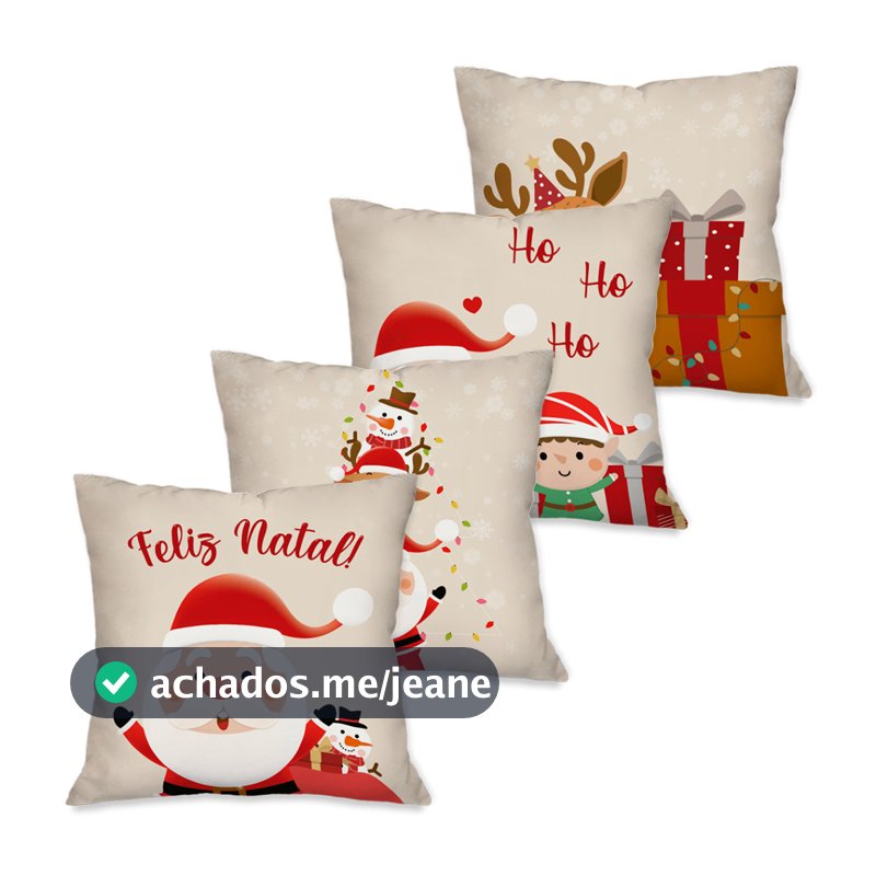 NATAL: KIT 4 CAPAS DE ALMOFADA 45X45 cm  CASA & DECORAÇÃO NATALINA