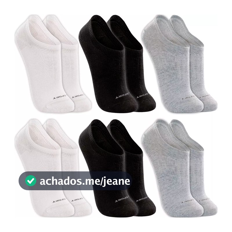 Kit 6 Pares Meias Lupo Original Sapatilha Algodão Cano Curto Soquete Masculina Feminina Academia