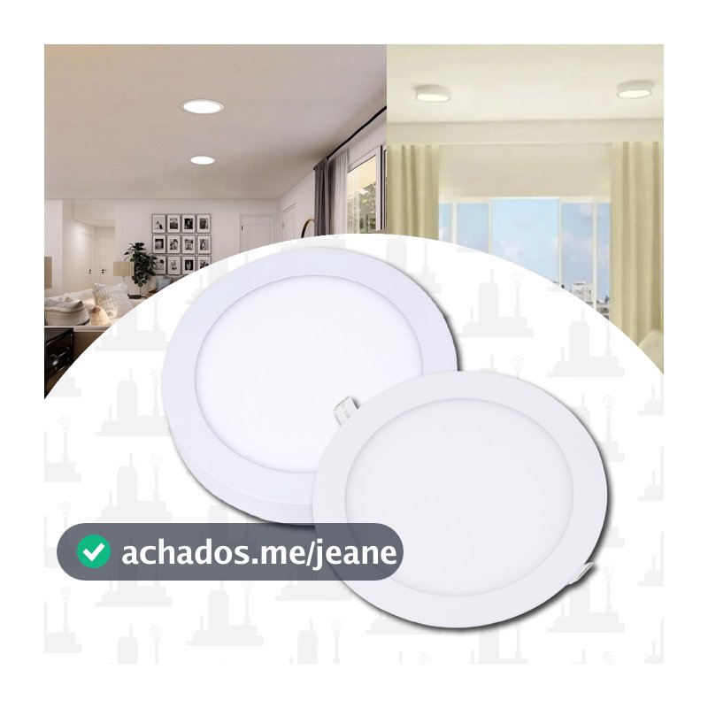 kit 3un Luminaria Painel 12w/18w/24w Plafon Led Embutir/Sobrepor Redondo bivolt LED FACTORY