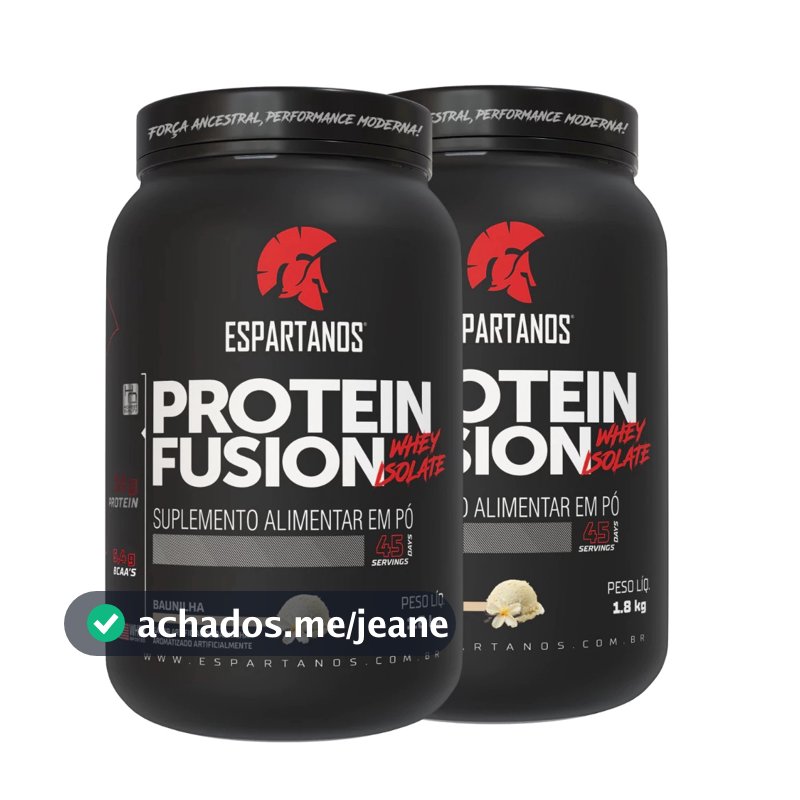 Kit 2x Protein Fusion Whey Protein Isolado 1800g Espartanos - Suplementos Massa Muscular - Direto da Fábrica