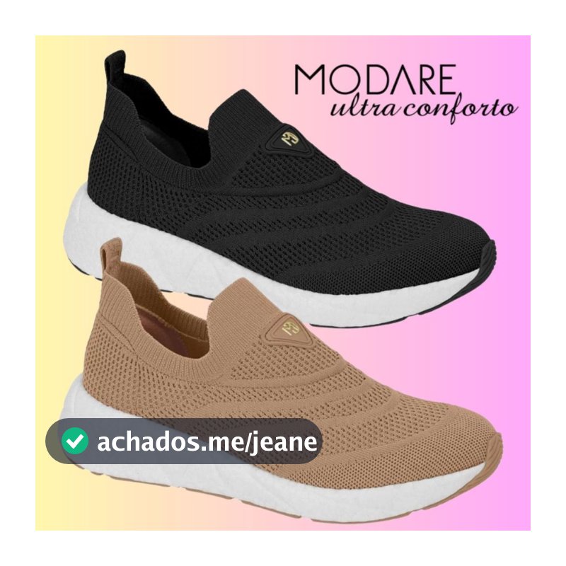 Tenis Feminino Modare Academia Slip On Respiravel Knit Conforto Calce Facil Original Ortopédico