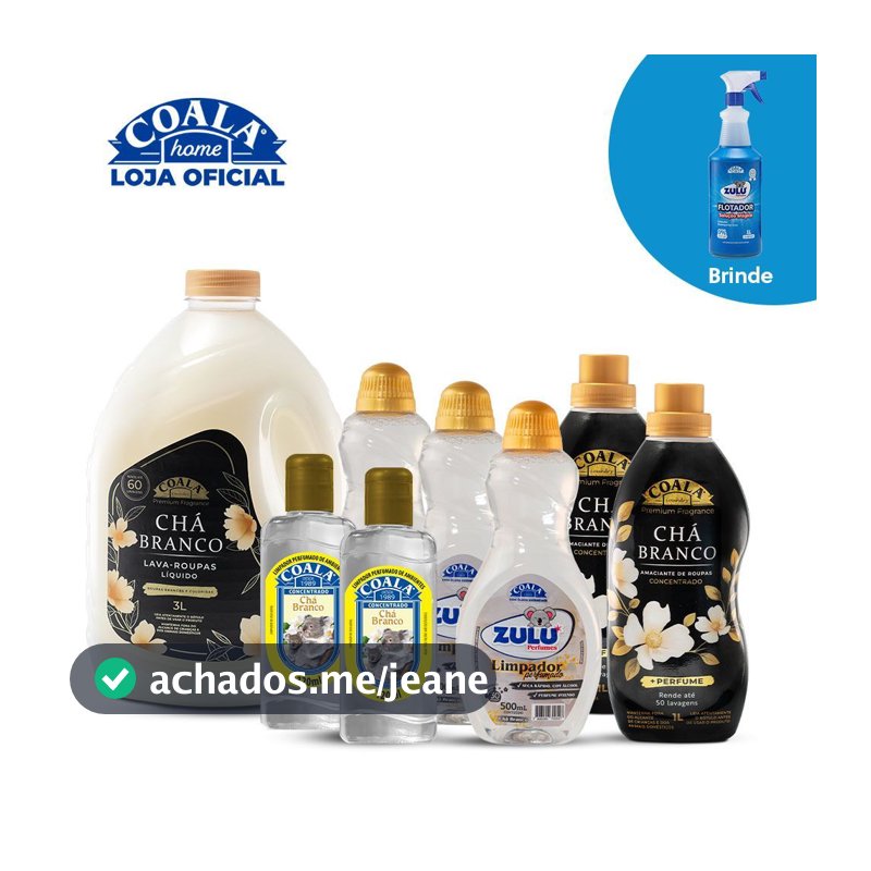 Kit Coala Chá Branco Limpeza e Perfume  - 8 itens + Brinde 1 Flotador