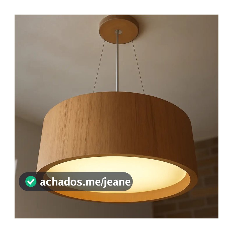 Pendente Redondo 40cm Luminária Teto Madeira Moderna 4 Luzes Soquete E27 Sala Jantar Cozinha Quarto