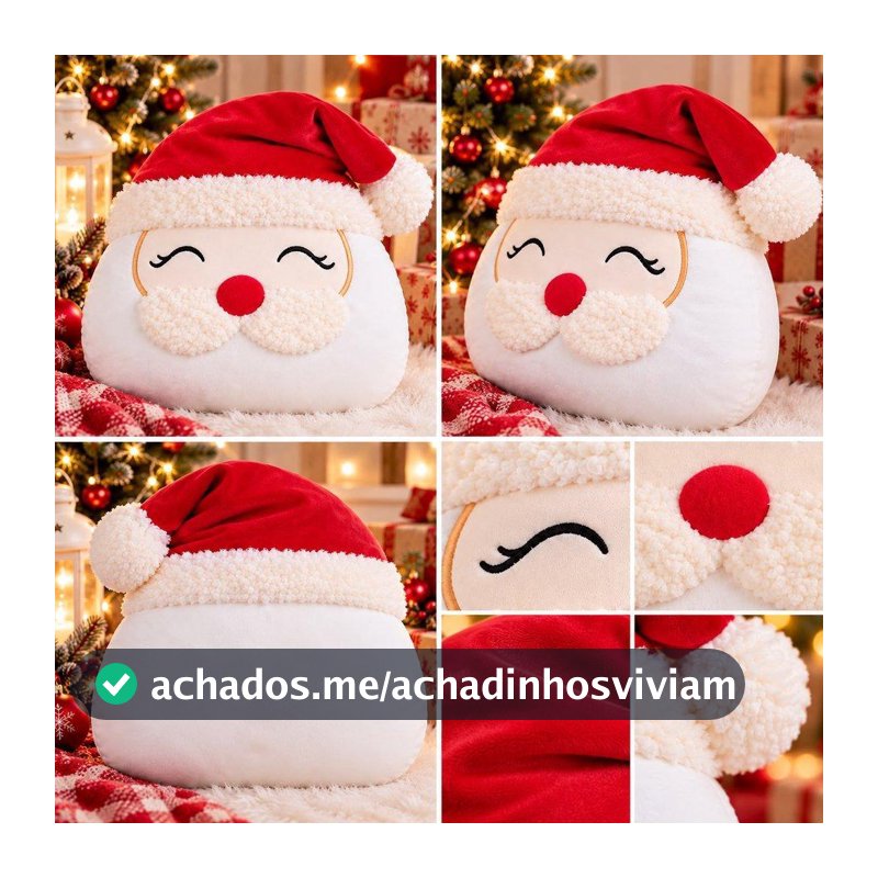 Almofada Natalina Papai Noel 25cm decoração