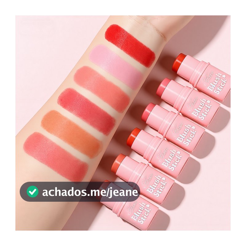 Blush Cremoso em Bastão 6 Cores Todas as Peles Longa Duração À Prova D‘água Use nos Lábios e Bochechas