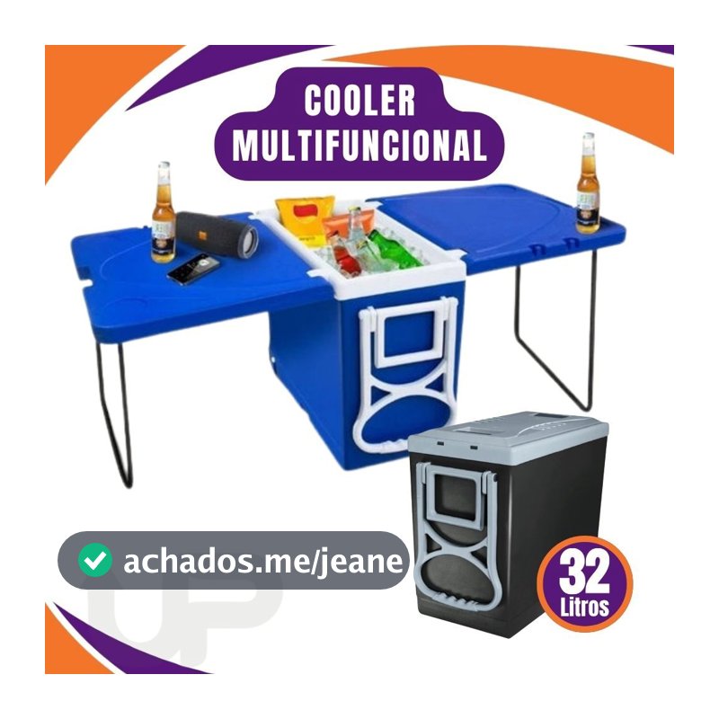 Cooler Térmico 32L Multifuncional para Praia, Casa e Lazer com ou sem suporte