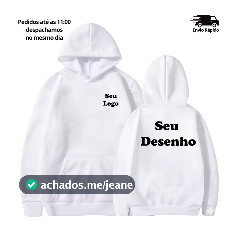 Casaco Personalizado de Moletom Canguru Flanelado Capuz Algodão Estampa Unissex Look Casual Inverno