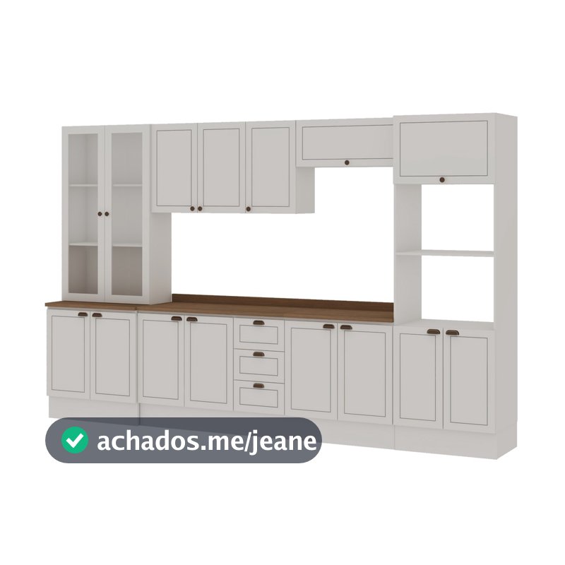 Cozinha Completa 6pçs Americana Branco/Ebano C/ Tpo e Rodape