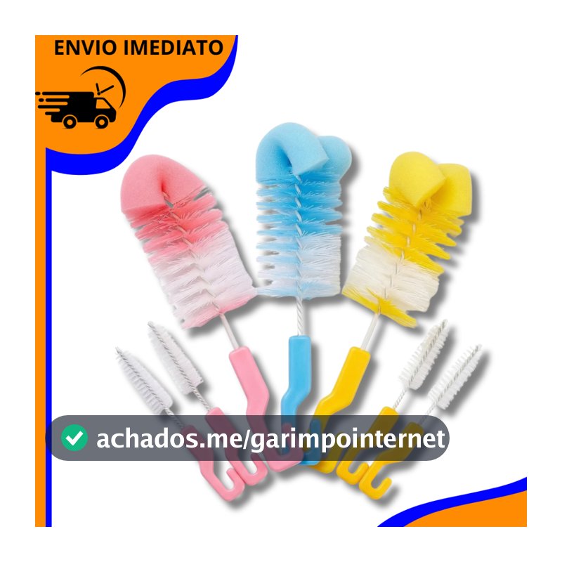 Escova Para Lavar Mamadeira E Bico Com Esponja Buba Azul Rosa Bebê garrafas térmicas multiuso