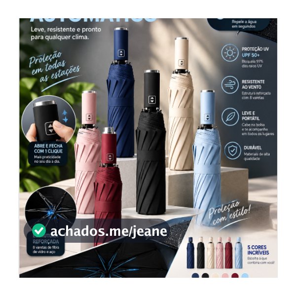 Guarda Chuva Automático Sombrinha Grande Proteção Solar Blackout Reforçado Dobrável 10 varetas Envio Imediato colorido