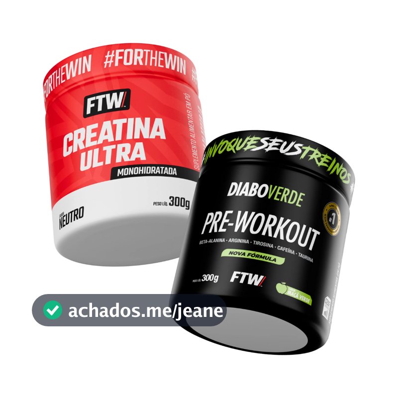 Kit Creatina Ultra Pote 300g + Pré-Treino Diabo Verde Pote 300g - FTW
