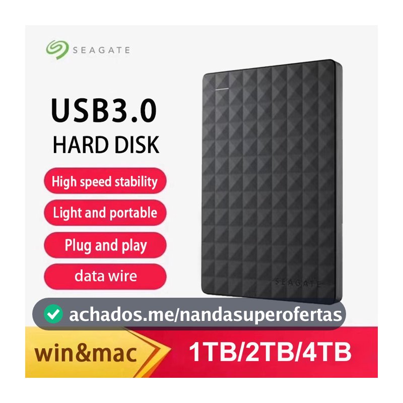Disco Rígido Externo Original Seagate 1tb 2tb 4tb Portátil De Grande Capacidade Usb 3.1 SSD