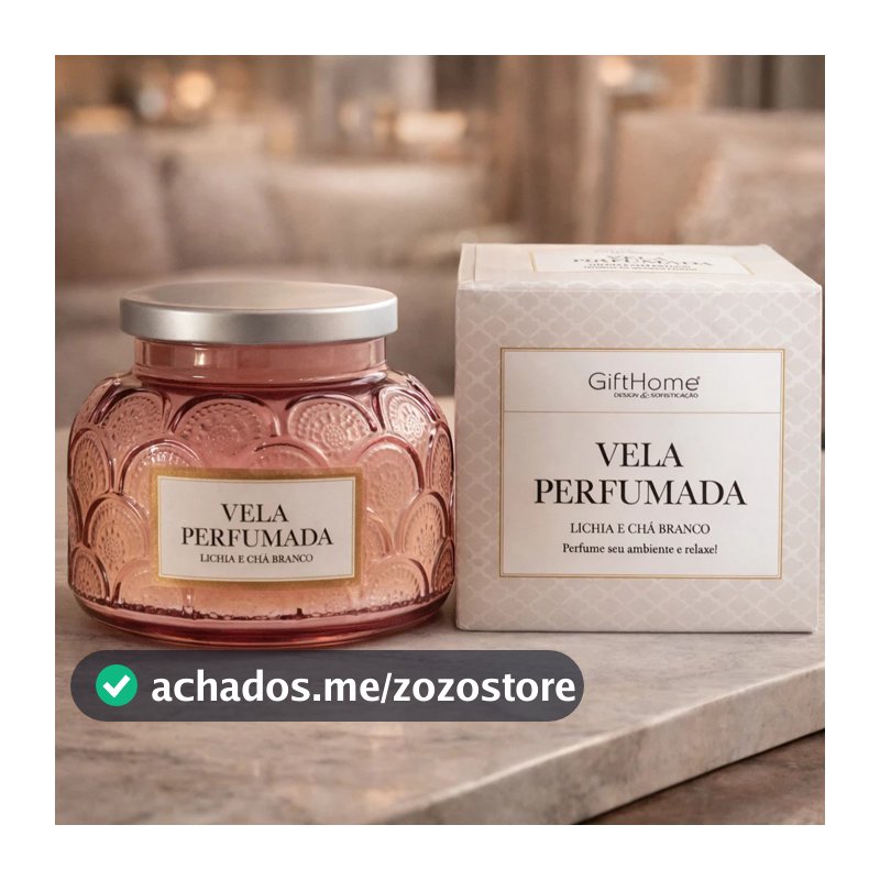 Vela Perfumada Lichia E Chá Branco 415g Vidro Decorativo Presente Aromático e Beijo de Cereja frasco todo em vidro 415g