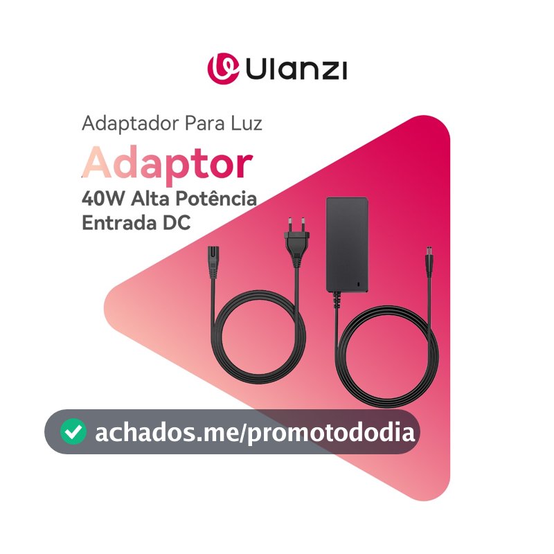 ULANZI Adaptador De Energia AC 40W/120W/200W Fonte Para Luz De Vídeo Tomada EU Universal Portátil Preto