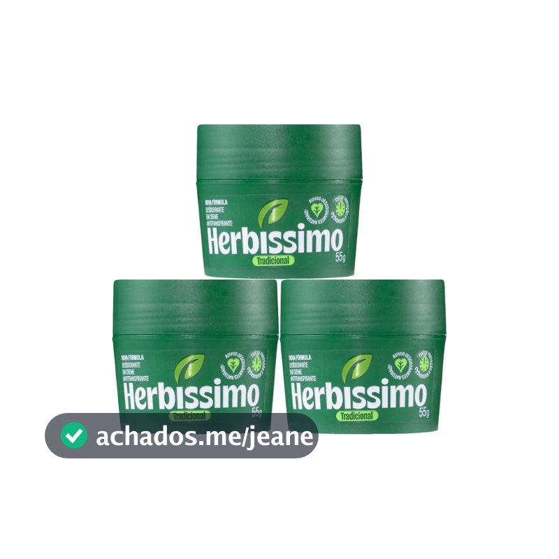 Kit Desodorante Em Creme Antitranspirante Herbíssimo Tradicional 55g (3 unidades)