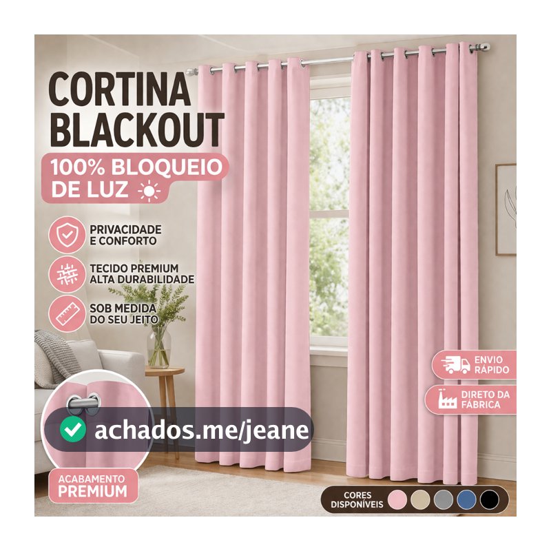 Cortina 100% Blackout Pvc 2,80 X 2,20 Quarto e Sala (Longa)