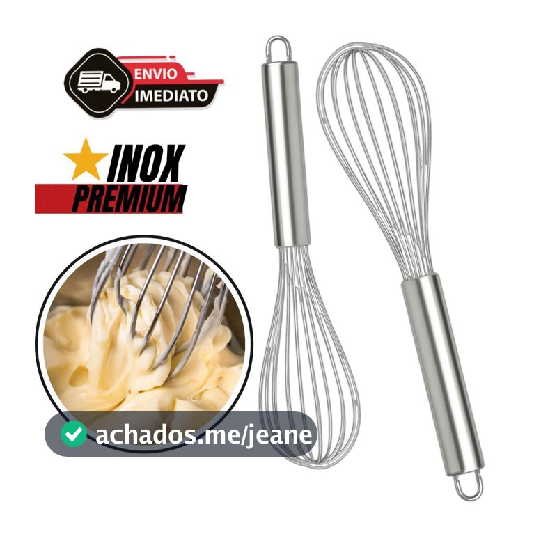 Fouet Batedor de Ovos em Aço Inox Reforçado | Utensílio de Cozinha para Misturar Massas e Receitas