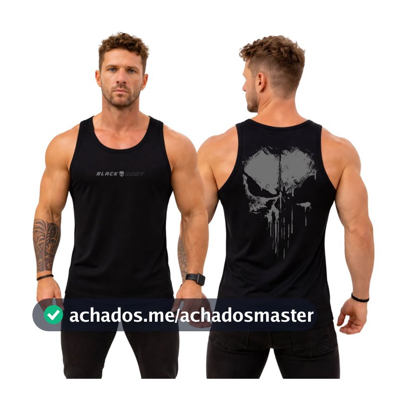 Camiseta Regata Dry Fit Original Masculina Caveira Justiceiro das Sombras Black Army
