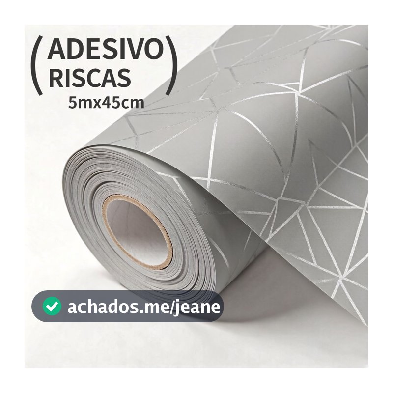 Papel De Parede Adesivo Geométrico Linhas Branca Com Fundo Cinza Decoração Lavável Sala Quarto 5Metros X 45cm