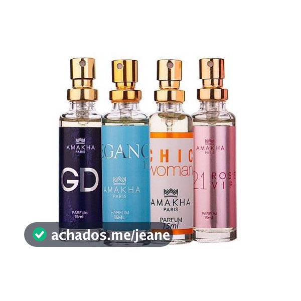 Kit Best Sellers Feminino 15ml: GD + Elegance Blue + Chic Woman + 521 Vip Rosé - Amakha Paris
