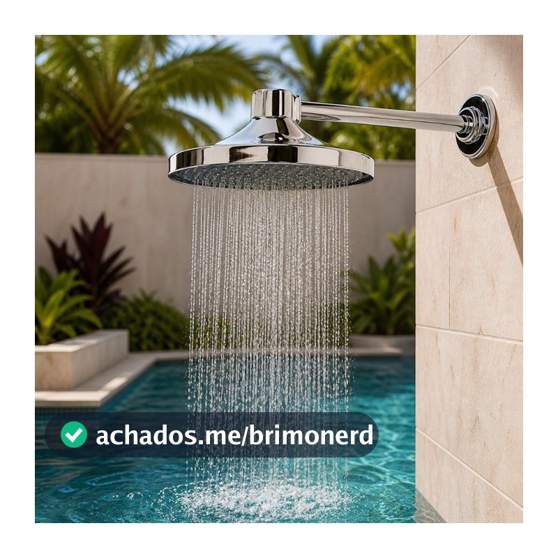 Chuveiro Fria Para Piscina Jardim Quintal Com Ducha Cromada