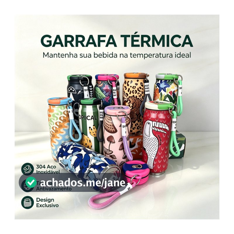 Garrafa térmica tampa de aço inoxidável com estampa criativa e copo térmico portátil e moderno para água 600ml 700ml 902