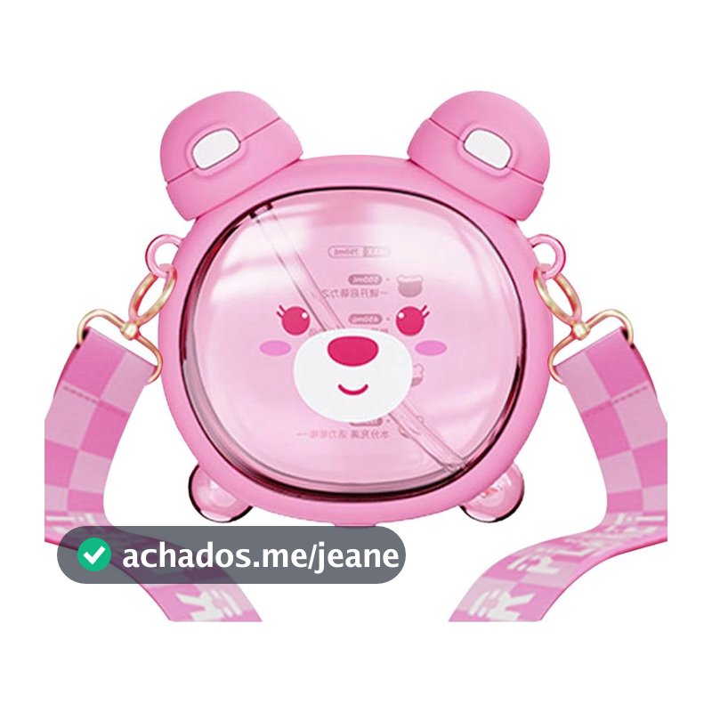 Garrafa de Água com Canudo em Forma de Urso, Garrafas de Água de Desenho Animado com Canudo, Garrafa de Água Fofa de 750