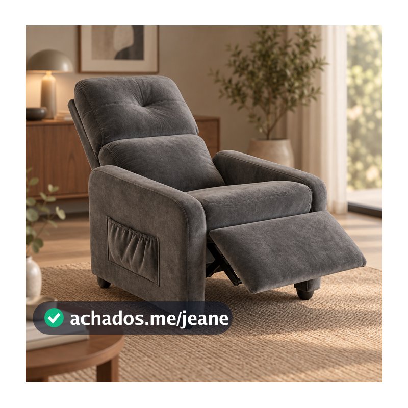 Poltrona Do Papai reclinável Com 2 posições, Revestida Em Veludo Macio - Envio rápido