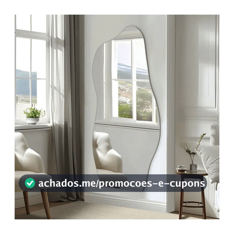 Espelho Lapidado 110x50 Orgânico Fácil Instalação Assimétrico Design Único e Acabamento Refinado